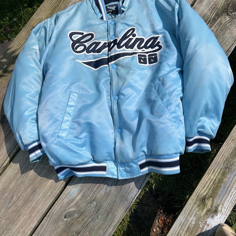 Big Land by neo sports  Baby Blue Bomber Carolina Varsity Jacket Athletic Style
